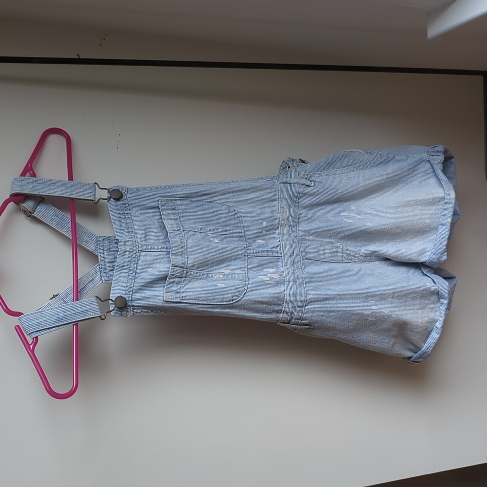 Old Navy Striped Distressed Jean Overalls